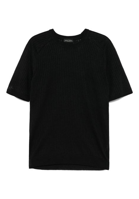 knitted ribbed t-shirt man black ROBERTO COLLINA | RB20321RB2009